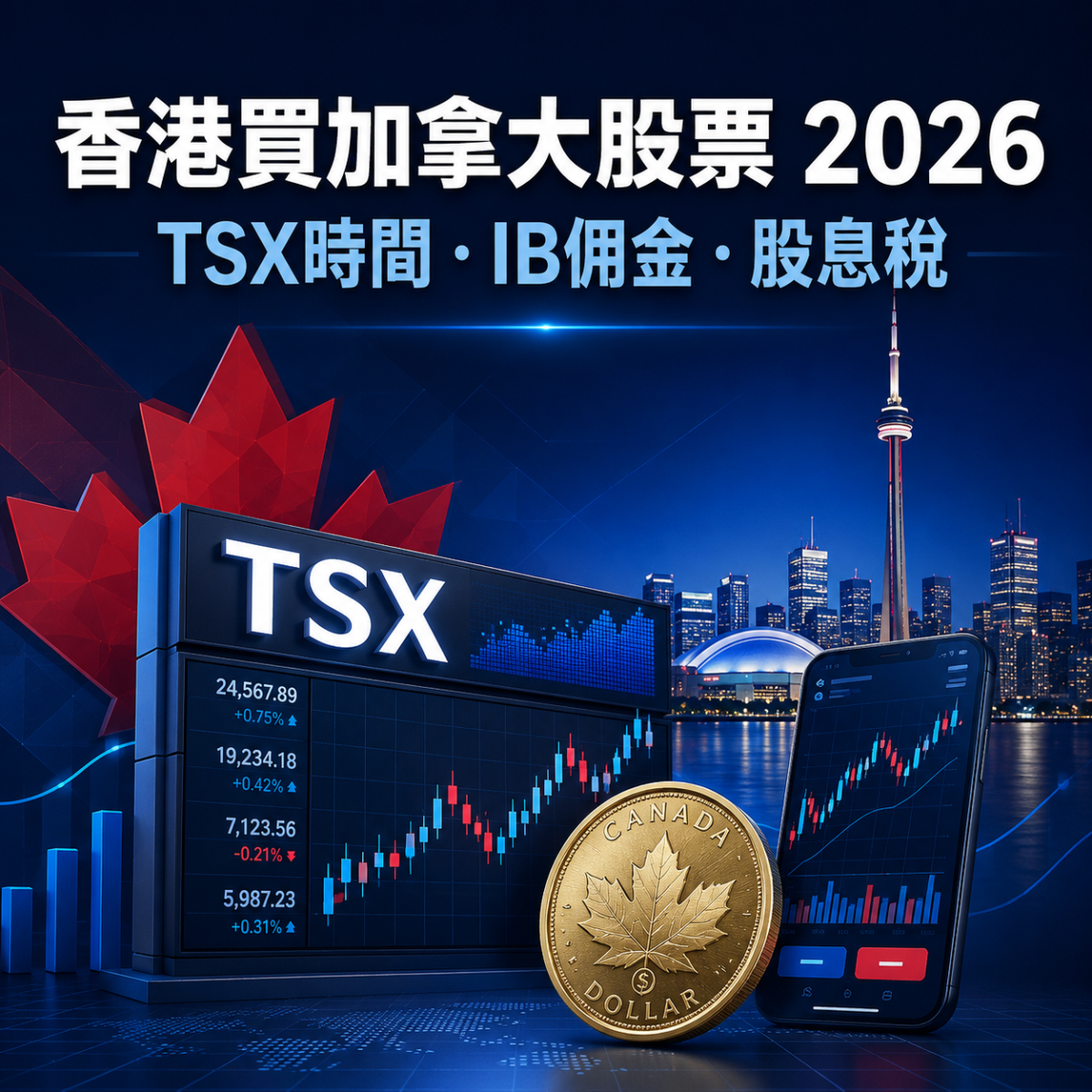 香港買加拿大股票2026：TSX交易時間、IB佣金及加拿大股息稅