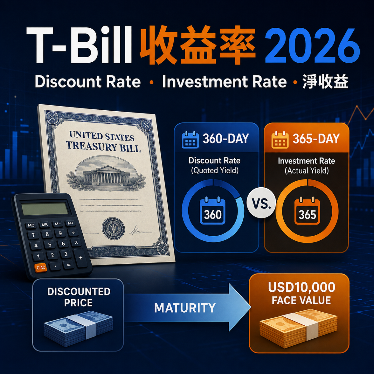 T-Bill收益率2026：Discount Rate、Investment Rate及IB淨收益比較