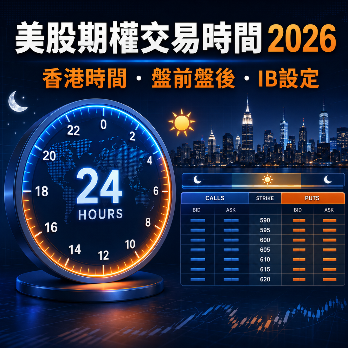 美股期權交易時間2026：香港時間、盤前盤後及IB Outside RTH設定