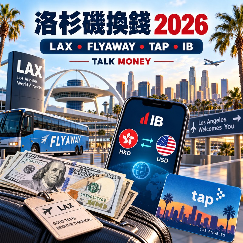 洛杉磯換錢2026｜IB唱美元手續費、點差、開戶及LAX現鈔攻略