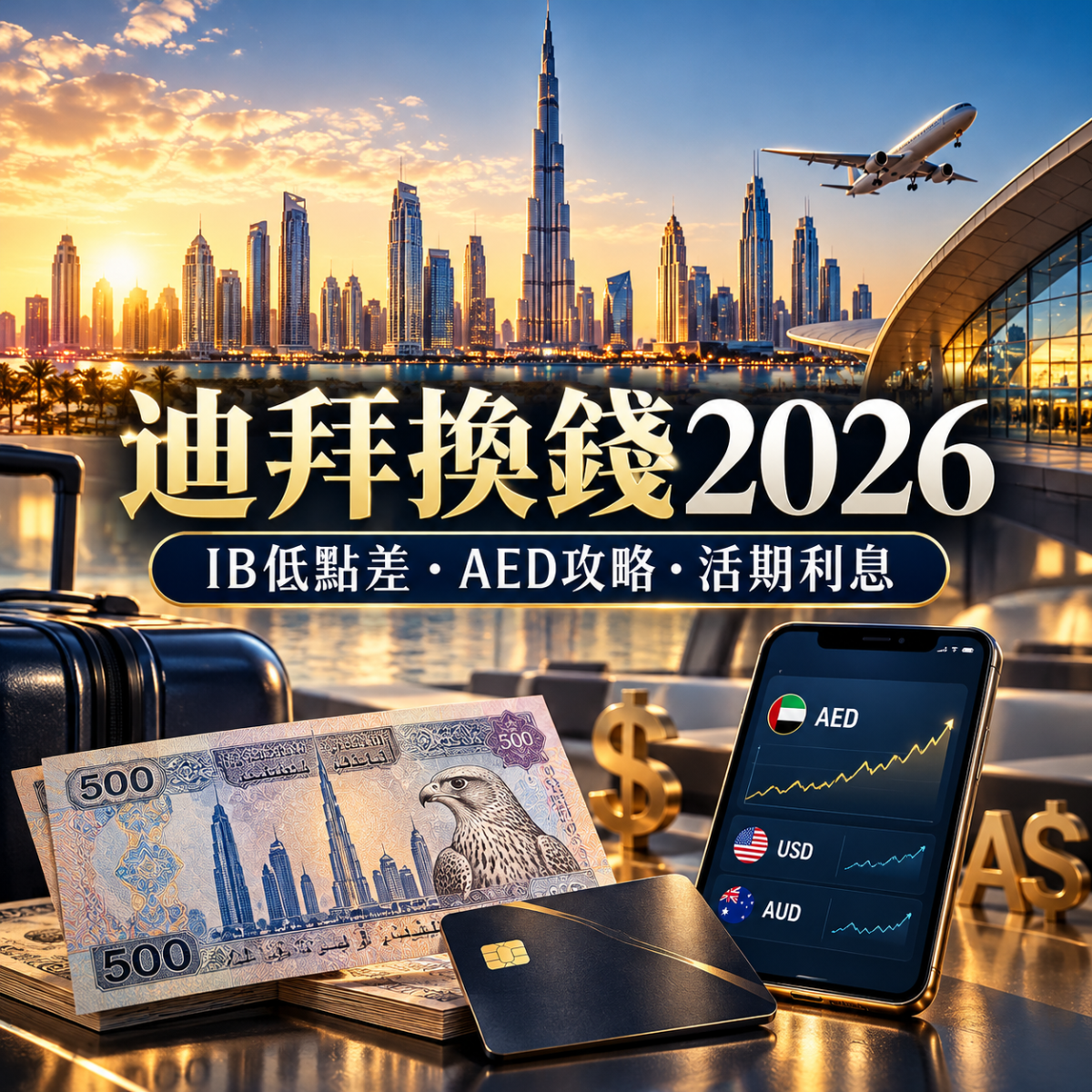 迪拜換錢2026 IB低點差唱AED、美元及澳元活期利息攻略