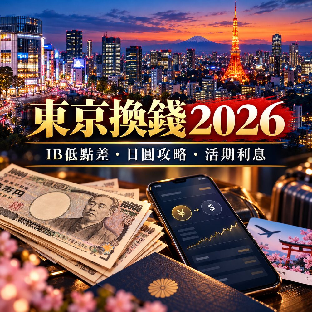 東京換錢2026 IB低點差唱日圓、美元及澳元活期利息攻略